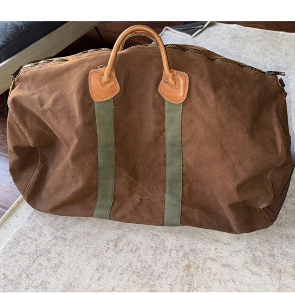Rare 1950s L.L.Bean Freeport Maine Canvas & Leather Travel Duffel Bag